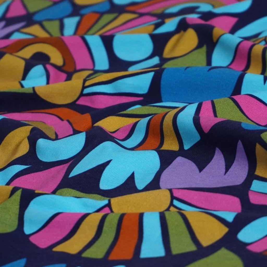 Preview: Baumwolljersey abstrakte Regenbogen bunt - Karina+Kind